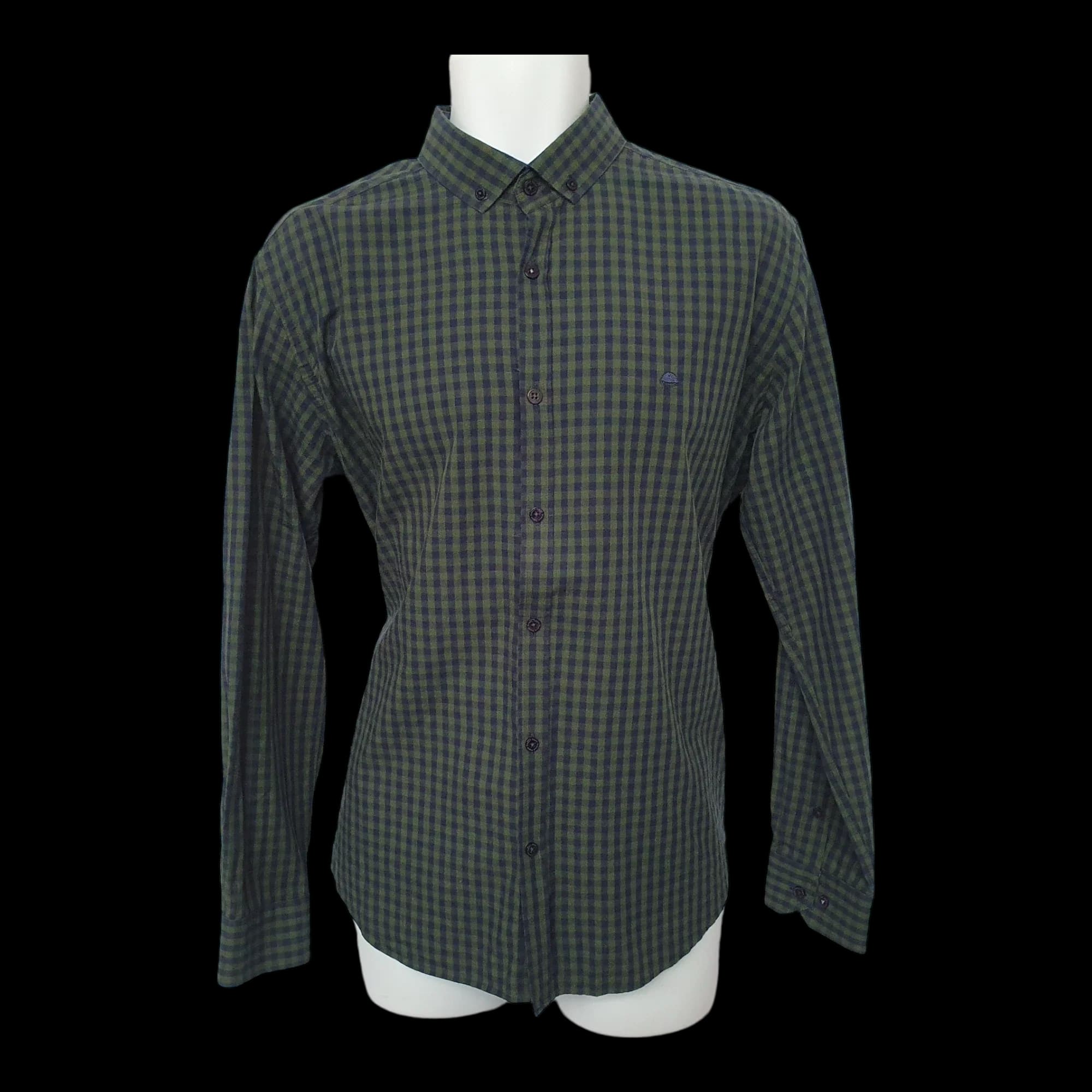 Mens Shirt English Mustard Green Blue Check Long Sleeve Uk